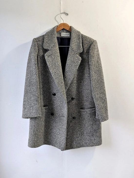 forecaster of boston Jackets & Blazers - Forecaster of Boston Vintage Tweed Pea Coat Gray Double Breasted Women's Size 10